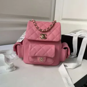 Chanel Backpack Duma Mini Pink Lock Gold
