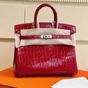 Hermes Birkin Woman’s Crocodile Red Like Auth Handbags 25cm