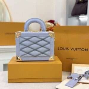Louis Vuitton LV Petite Valise Box Handbag Blue 22.5×17.5x11cm