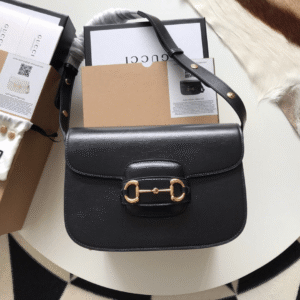 Gucci 1955 Horsebit Black Leather Handbag 25cm
