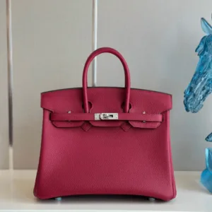 Hermes Birkin PHW Da Togo Super Fake Handbags Dark Red 25cm