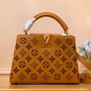 Louis Vuitton Capucines BB Brown Raised Pattern Handbags 27x18x9cm