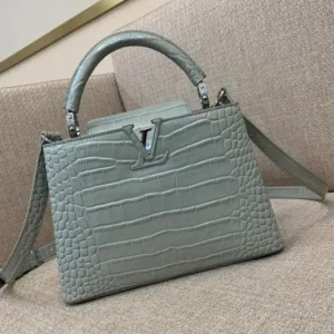 Louis Vuitton LV Capucines BB Gray Crocodile Leather Handbag 21cm