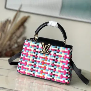 Louis Vuitton Capucines Plaid Pattern Handbags 27x18x9cm