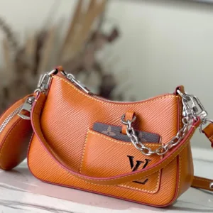 Louis Vuitton Marellini EPI Lock Silver Orange Handbags 20cm