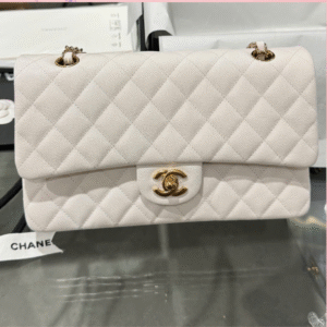 Chanel Classic White Handbags Lock Gold 25cm