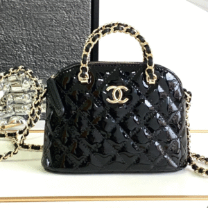 Chanel Alma Mini Shiny Leather Black Lock Gold 12cm