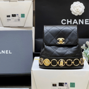 Chanel Charm Backpack Black Smooth Leather 18x18x8cm