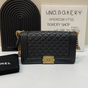 Chanel Boy Pebbled Leather Black 25.5cm