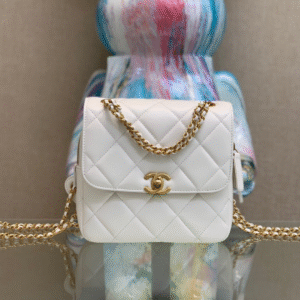 Chanel Mini Backpack Milk White With Gold Lock 18x20x11.5cm