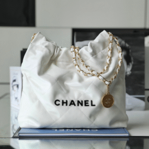 Chanel 22 Shopping White Smooth Leather 35cm