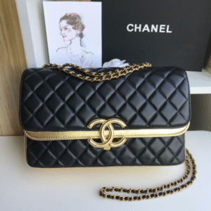 Chanel Black Mix Yellow Leather 25cm