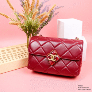 Chanel Red Handbag Lock With Stone 17x12x7cm