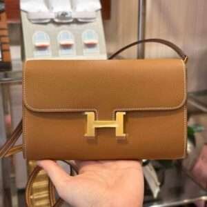 Hermes Constance Wallet Like Auth Handle Wallet Brown 20.5cm